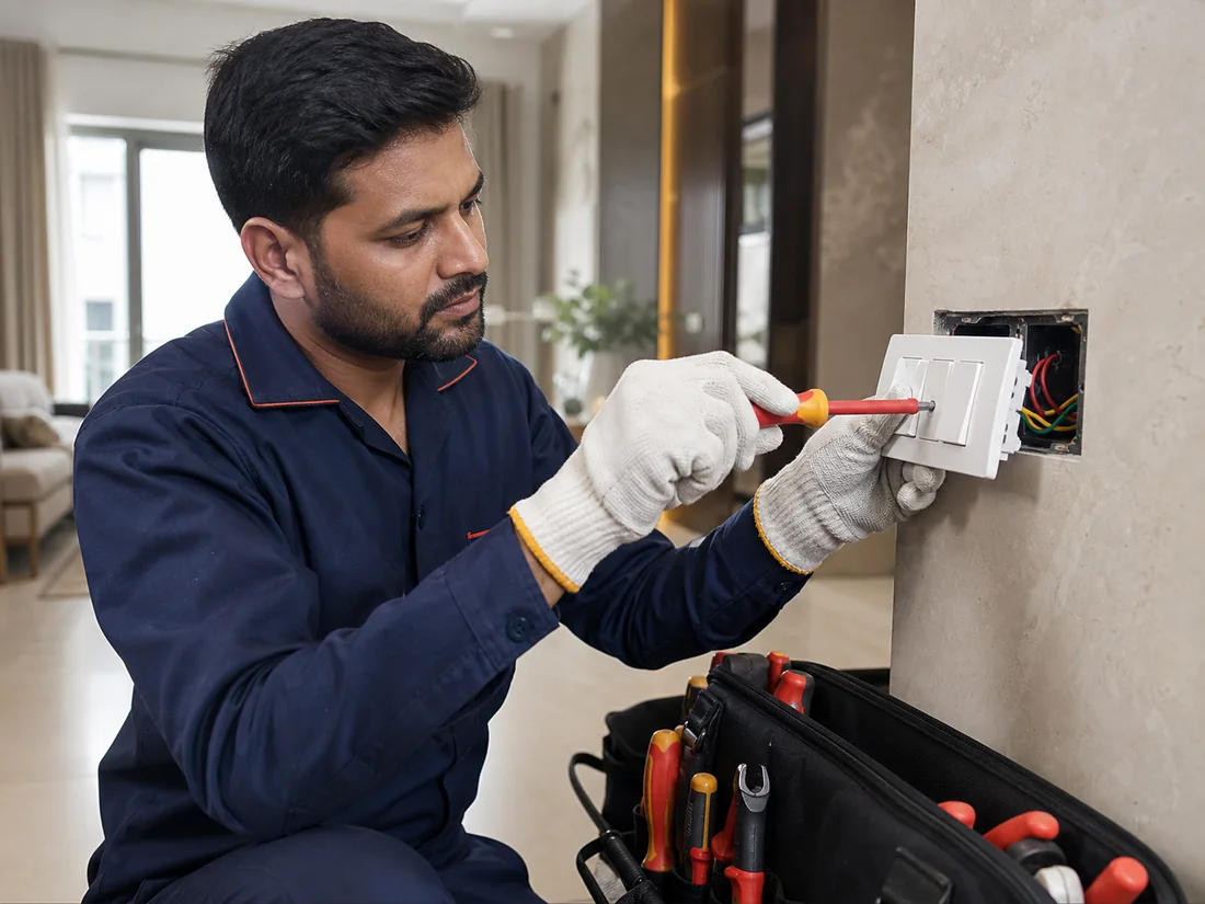 Switch repair professional at work