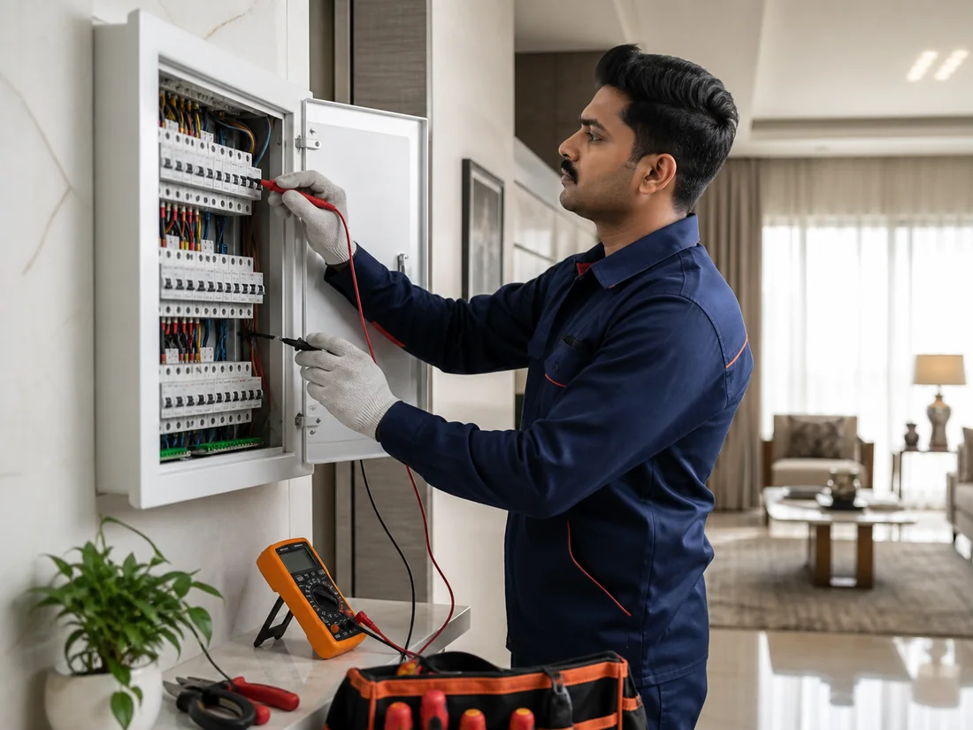 Electrical inspection professional at work